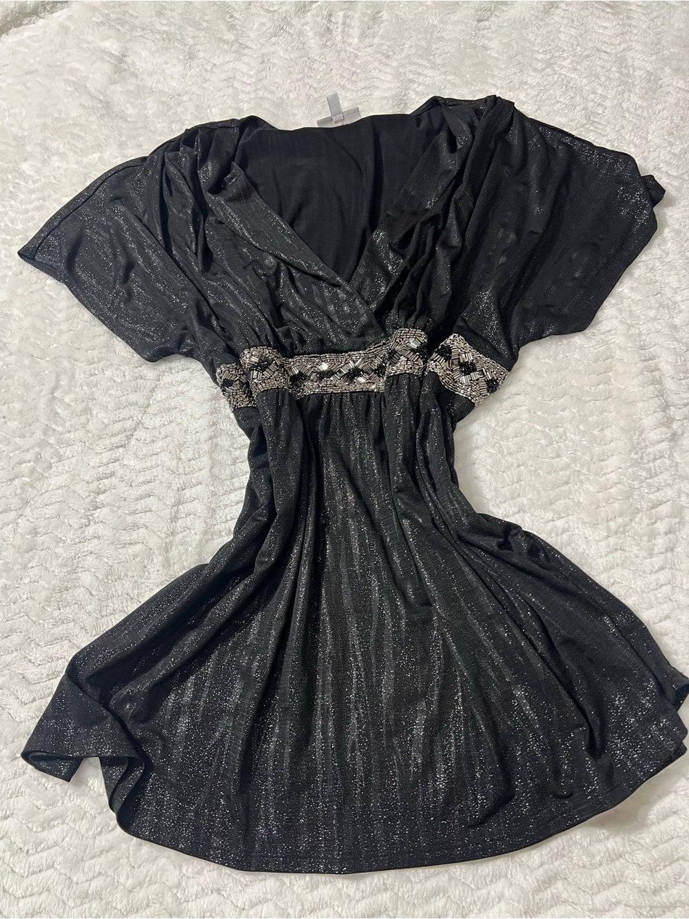 Shimmery Black blouse with Beaded Waistband